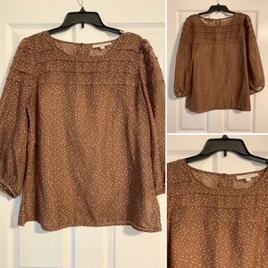 Loft Ruffled Printed Blouse, Size L